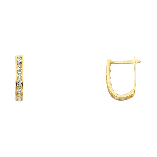 CZ Huggies Earrings - 14K Gold - ER281