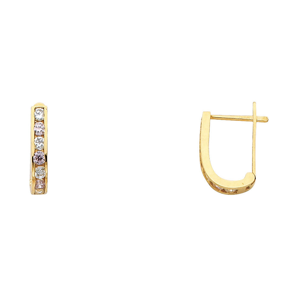 CZ Huggies Earrings - 14K Gold - ER282