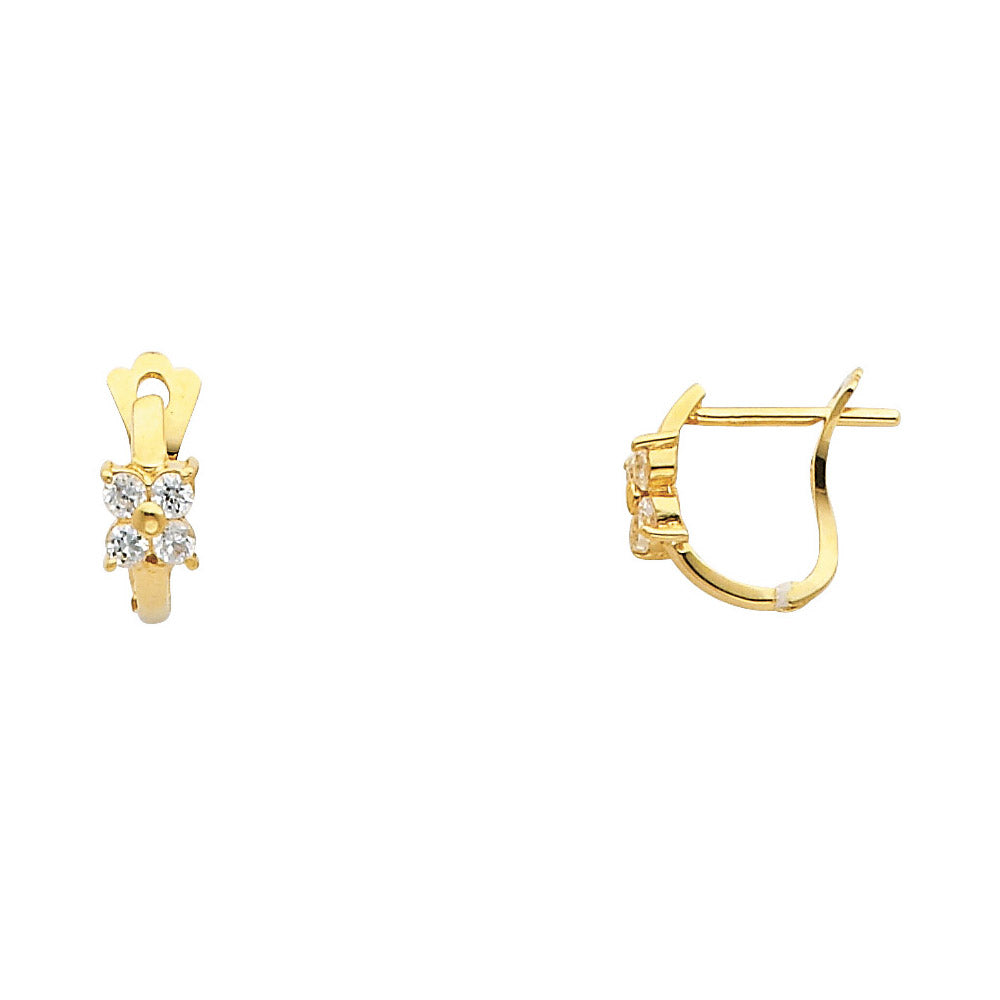 CZ Huggies Earrings - 14K Gold - ER284