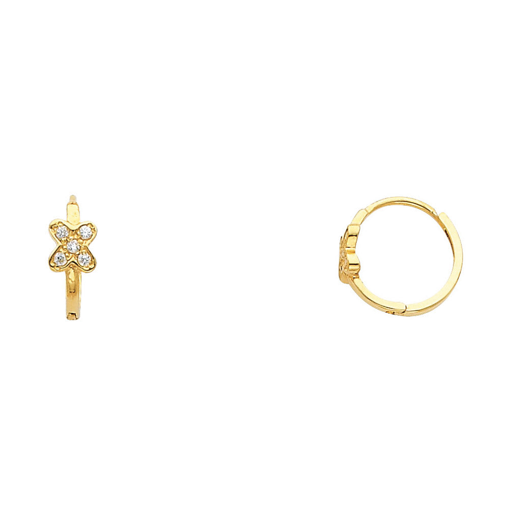 CZ Huggies Earrings - 14K Gold - ER291