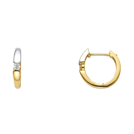 CZ Huggies Earrings - 14K Gold - ER618