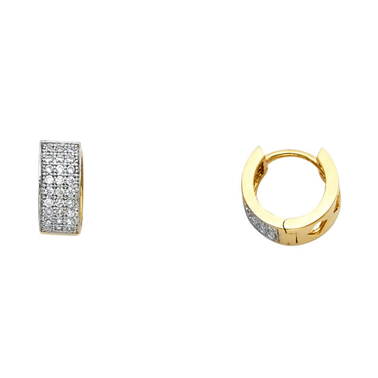 CZ Huggies Earrings - 14K Gold - ER633