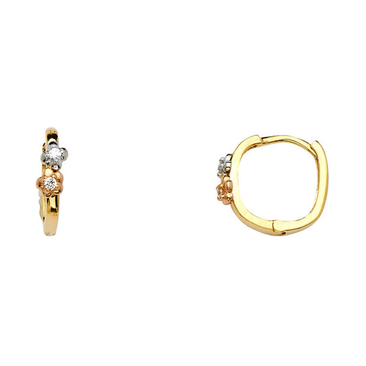 CZ Huggies Earrings - 14K Gold - ER636