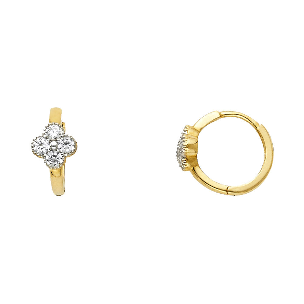 CZ Huggies Earrings - 14K Gold - ER639