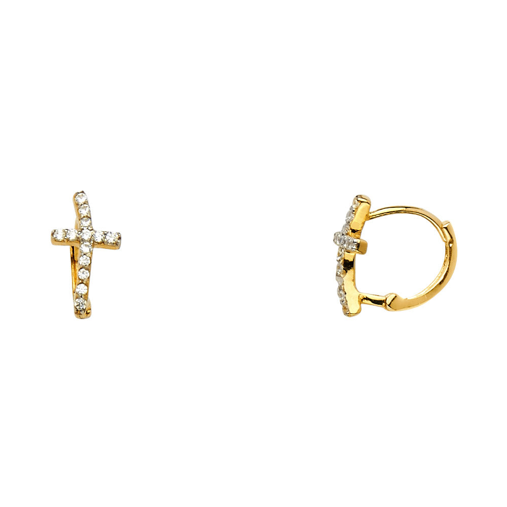CZ Huggies Earrings - 14K Gold - ER730