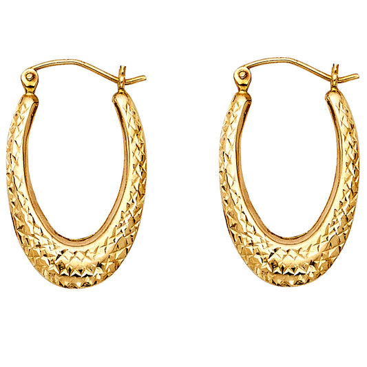 Fancy Hoop Earrings - 14K Gold - ER766