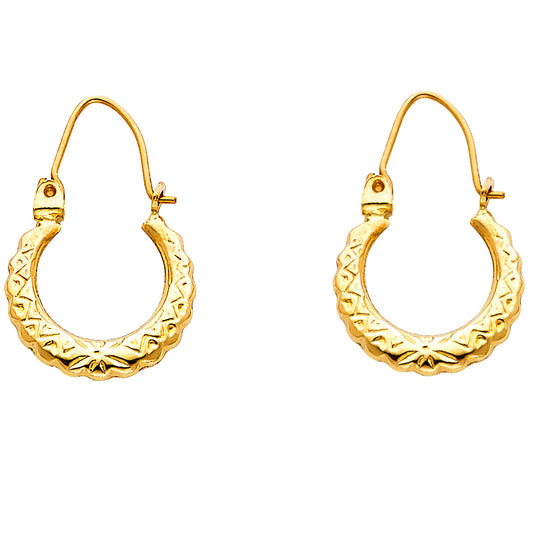 Hollow Fancy Earrings - 14K Gold - ER846