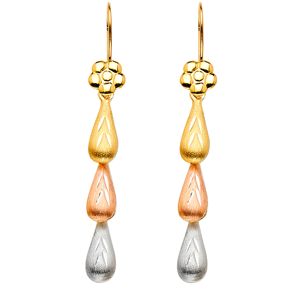 Hollow Fancy Earrings - 14K Gold - ER878