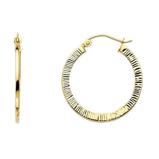 Fancy Hoop Earrings - 14K Gold - ER9