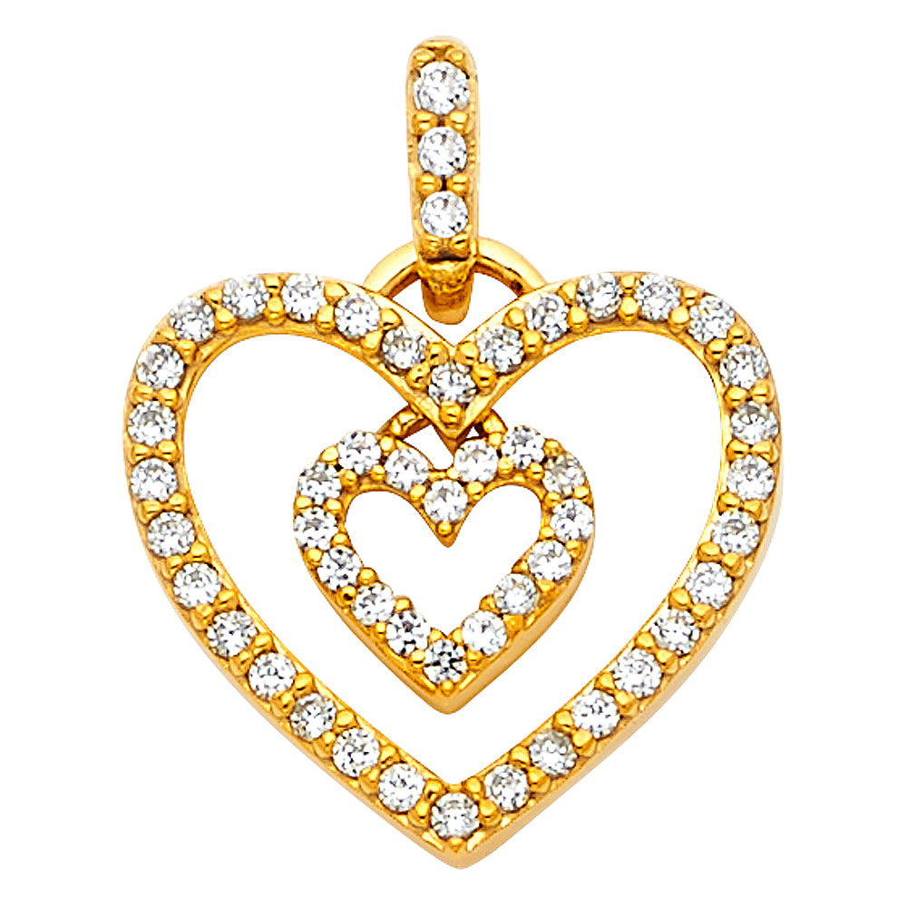 Assorted CZ Heart Pendants - 14K GOLD - PT1773