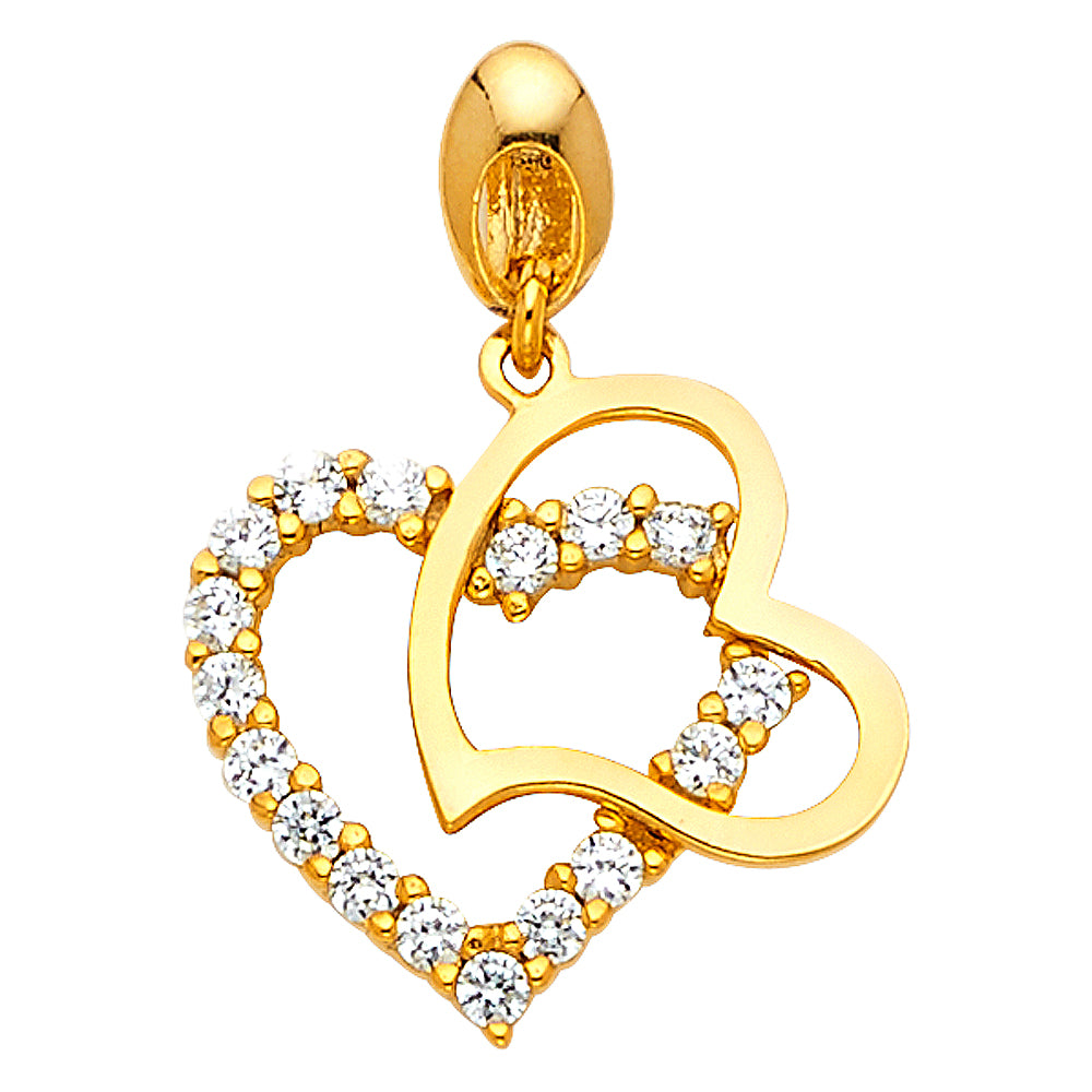 Assorted CZ Heart Pendants - 14K GOLD - PT1774