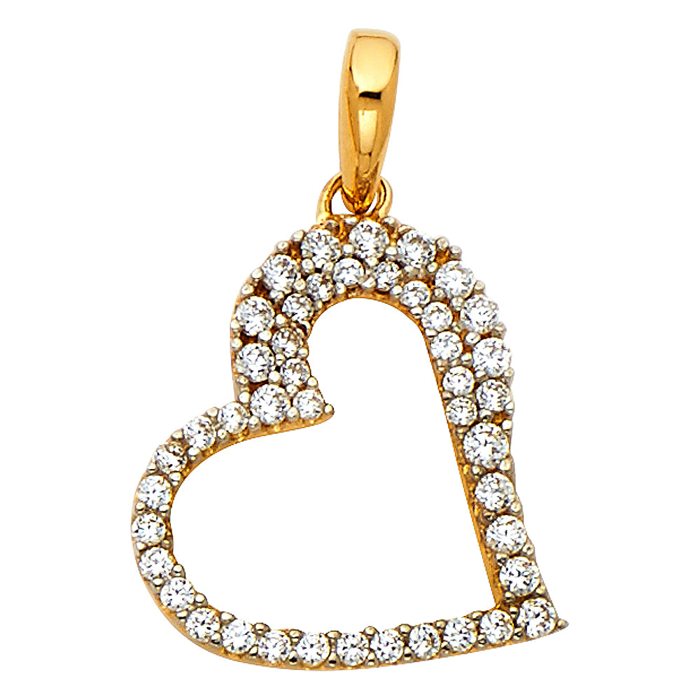 Assorted CZ Heart Pendants - 14K GOLD - PT1776