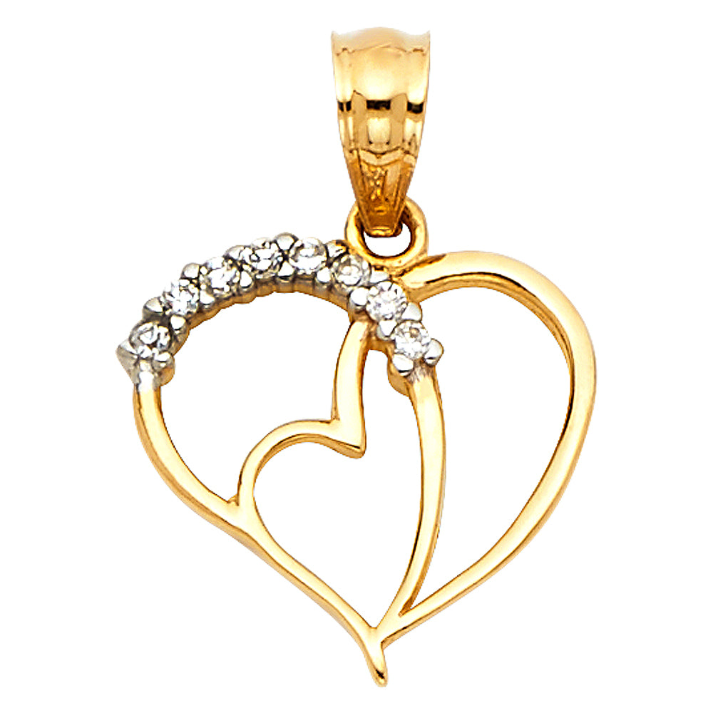 Assorted CZ Heart Pendants - 14K GOLD - PT1777