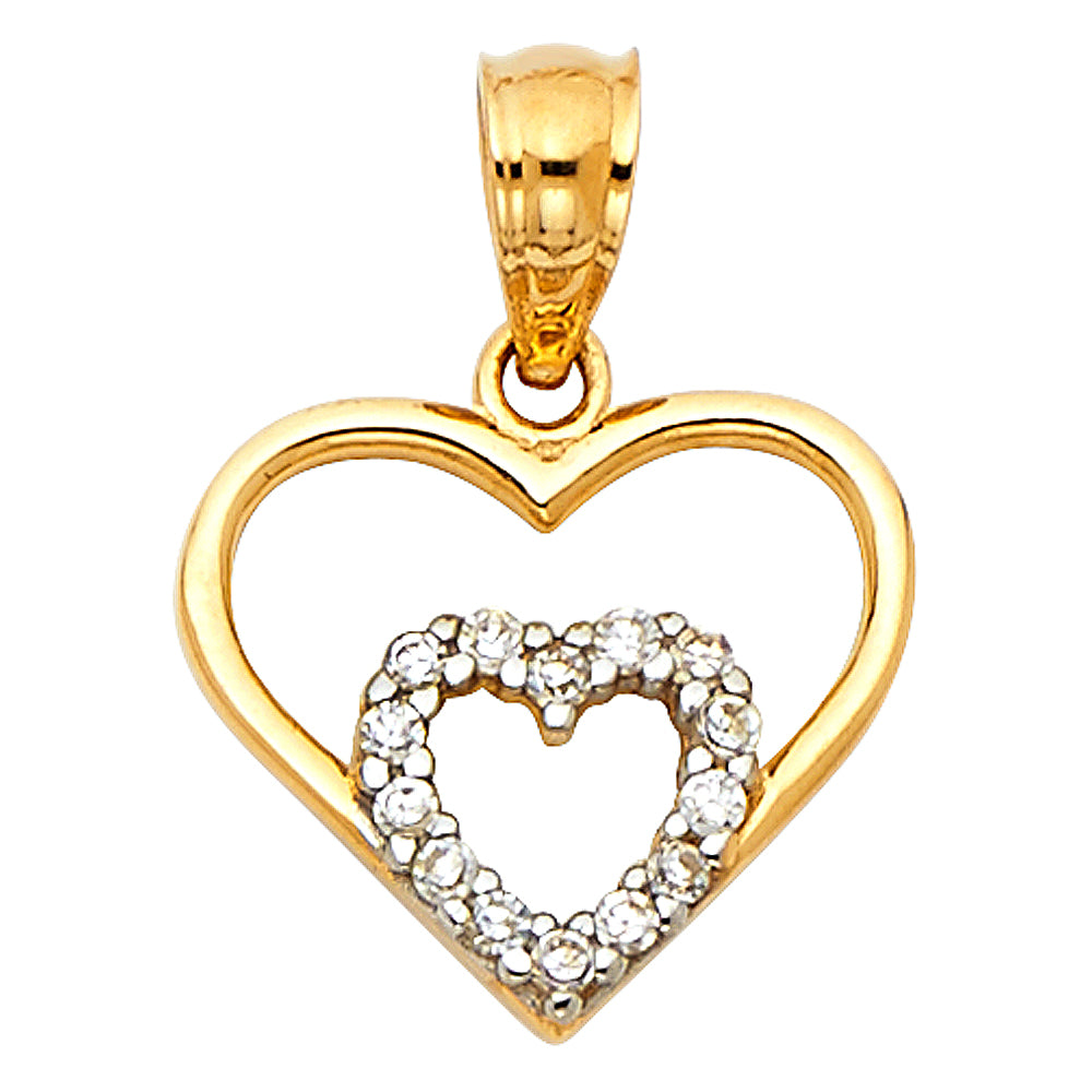 Assorted CZ Heart Pendants - 14K GOLD - PT1778