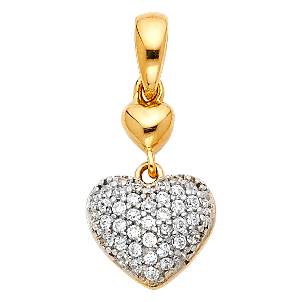 Assorted CZ Heart Pendants - 14K GOLD - PT1780