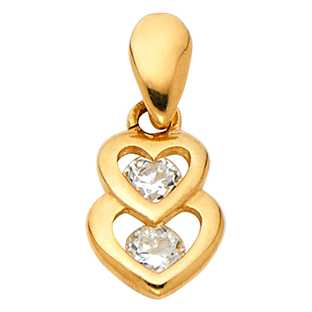 Assorted CZ Heart Pendants - 14K GOLD - PT586