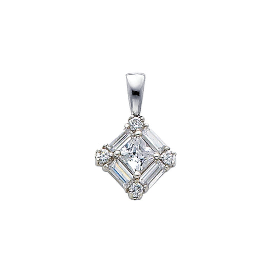 CZ Pendant & Earrings Sets - 14K GOLD - PT694W, ER323W, ER324W