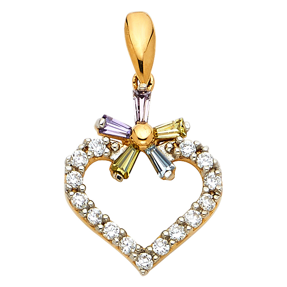 Assorted CZ Heart Pendants - 14K GOLD - PT763