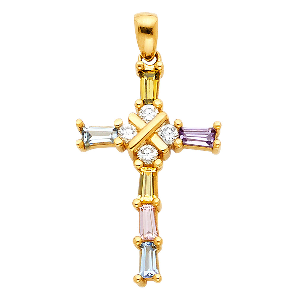 CZ Cross Pendants - 14K GOLD - PT818