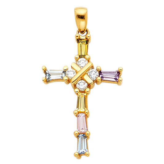 CZ Cross Pendants - 14K GOLD - PT818