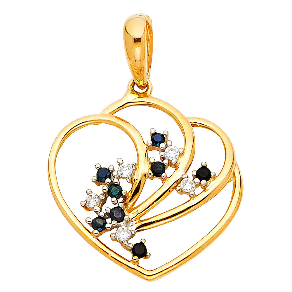 Assorted CZ Heart Pendants - 14K GOLD - PT830