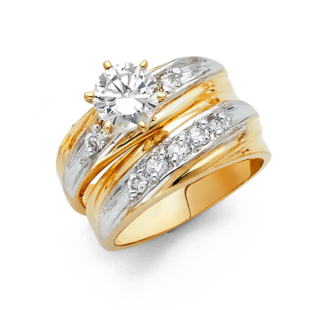 CZ Wedding Trio Sets - 14K - RG1011