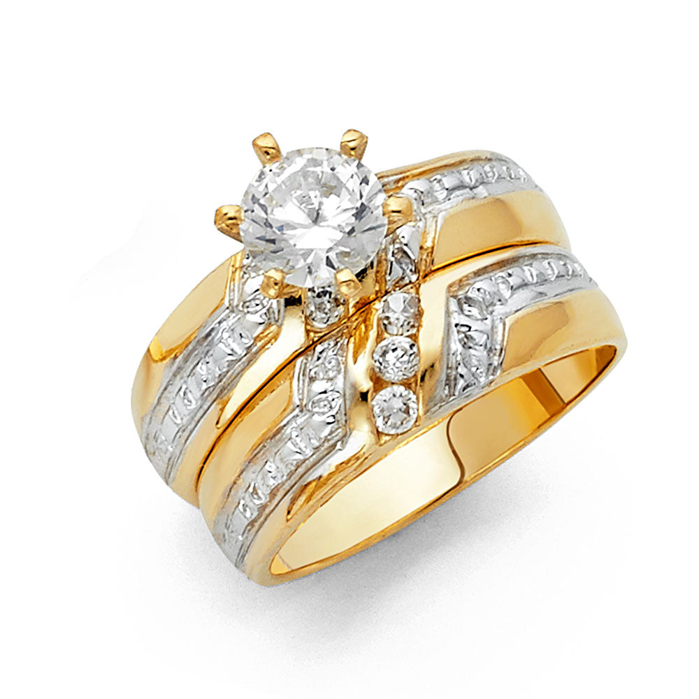 CZ Wedding Trio Sets - 14K - RG1014