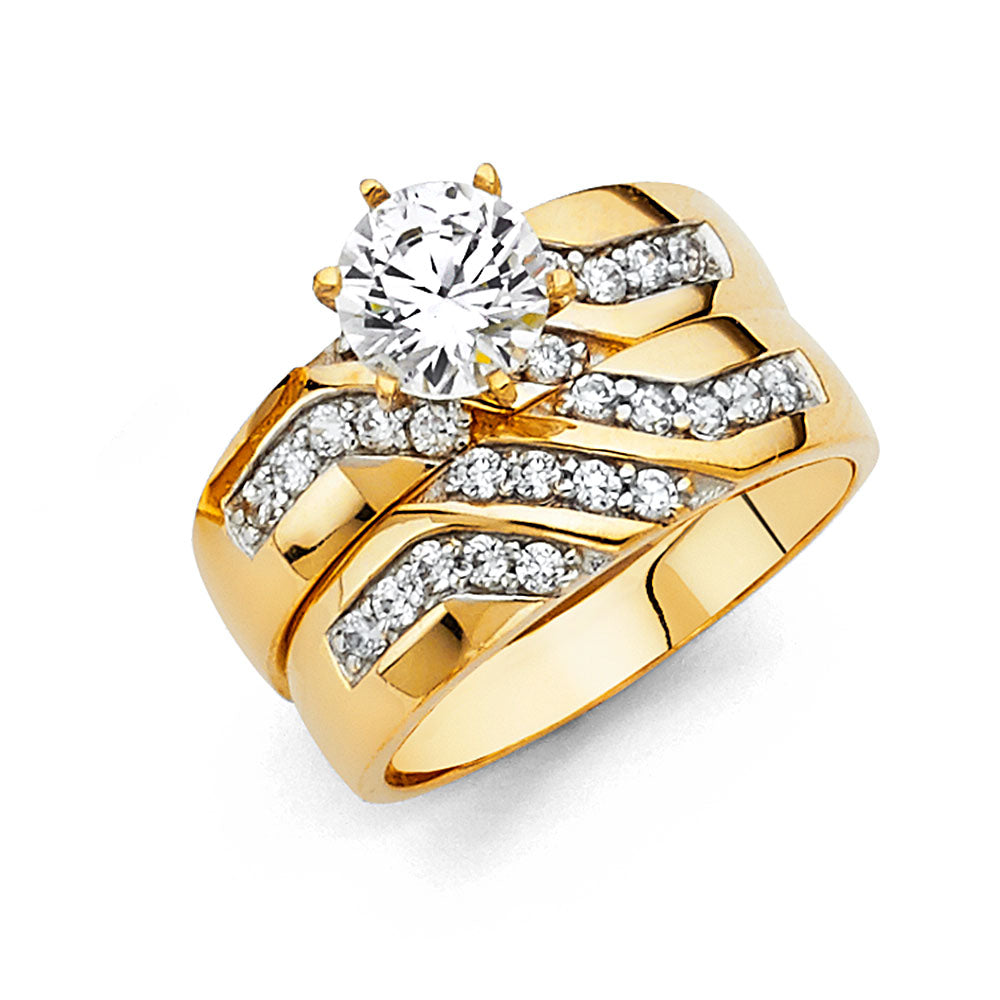 CZ Wedding Trio Sets - 14K - RG205