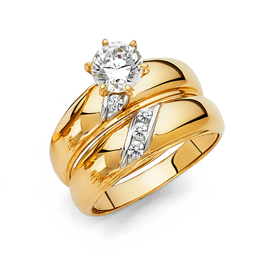 CZ Wedding Trio Sets - 14K - RG209