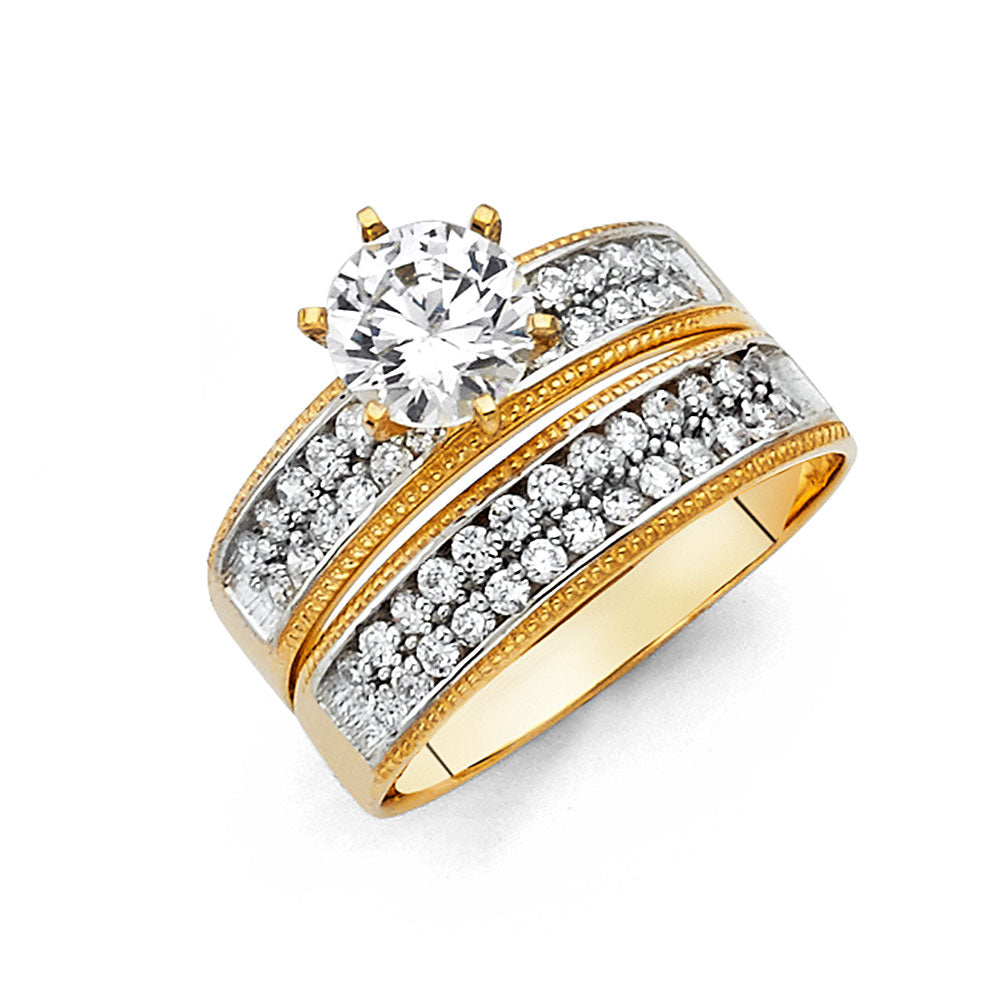 CZ Wedding Trio Sets - 14K - RG223