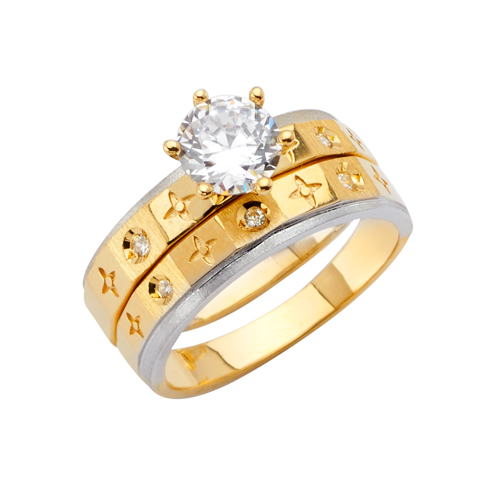CZ Wedding Trio Sets - 14K - RG2528