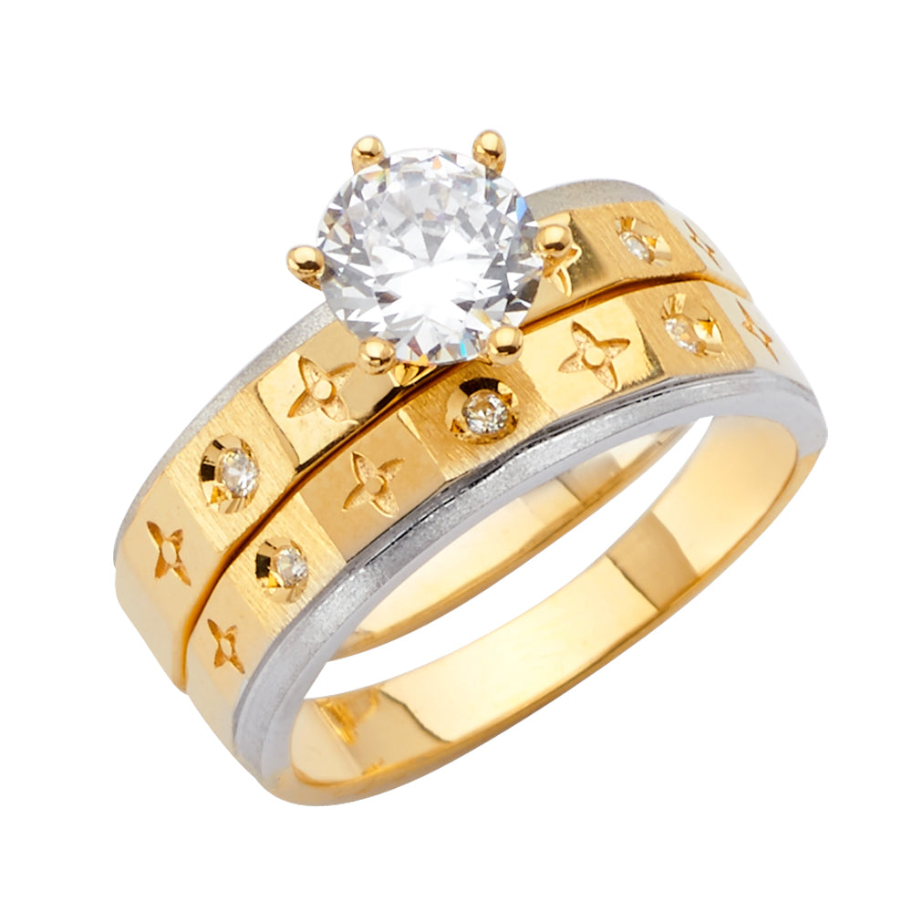 CZ Wedding Trio Sets - 14K - RG2537