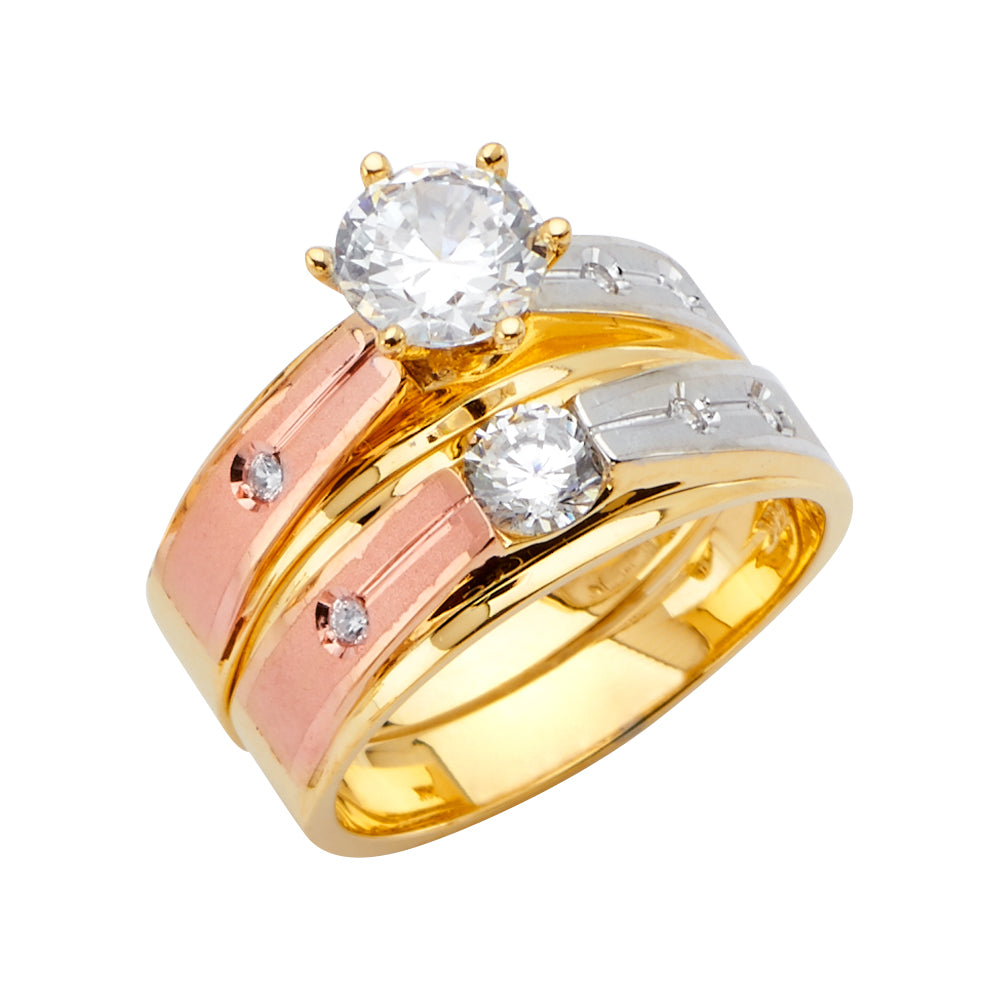 CZ Wedding Trio Sets - 14K - RG2618