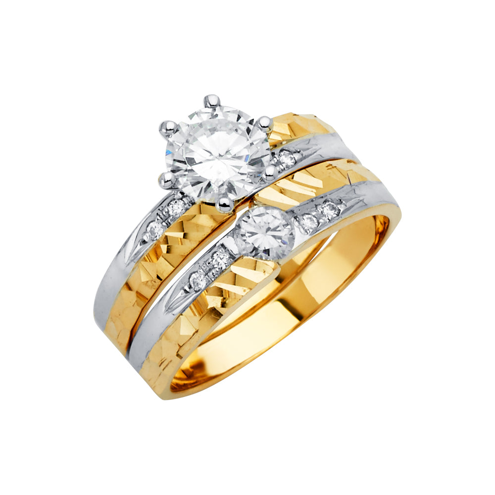 CZ Wedding Trio Sets - 14K - RG2916