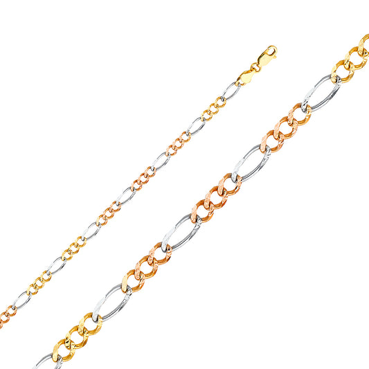 Cadena Figaro 3+1 Concave Regular 3 Color CH360