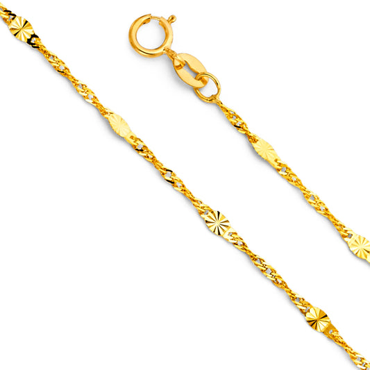 Stamped Singapore - 1.4  mm 14K GOLD - CH478